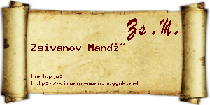 Zsivanov Manó névjegykártya